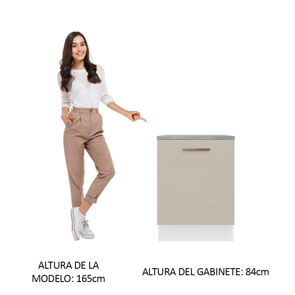 Bajo Mesada Cocina 60 x 60 cm 1 Puerta (Con Mesada) Blanco/Crema Agata Madesa - Image 3