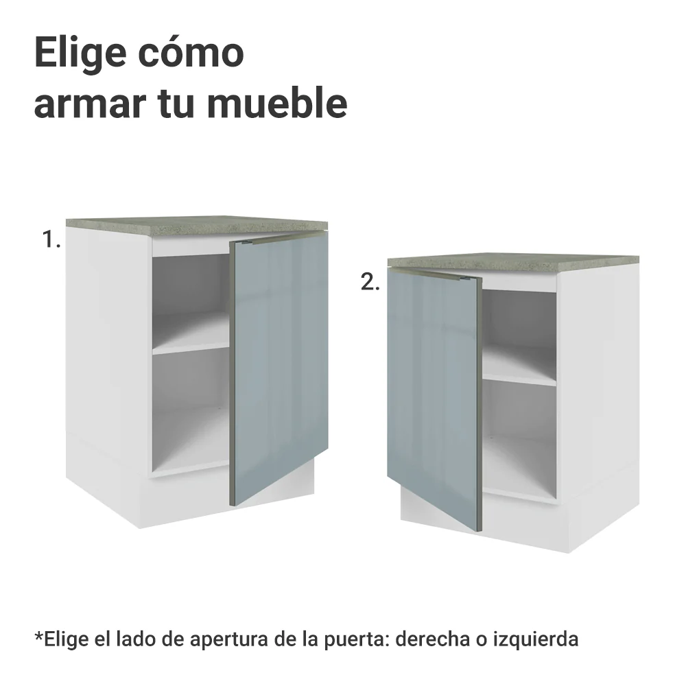 Bajo Mesada Cocina 60 x 60 cm 1 Puerta (Con Mesada) Blanco/Gris Lux Madesa - Image 6