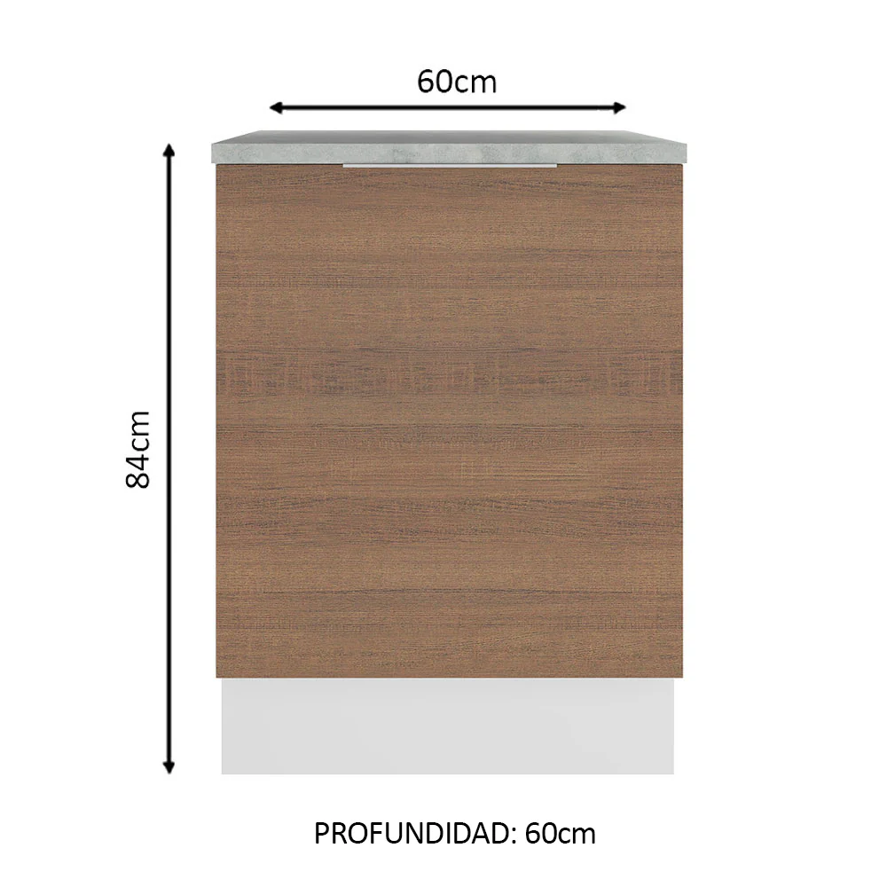 Bajo Mesada Cocina 60 x 60 cm 1 Puerta (Con Mesada) Blanco/Marrón Stella Madesa - Image 2