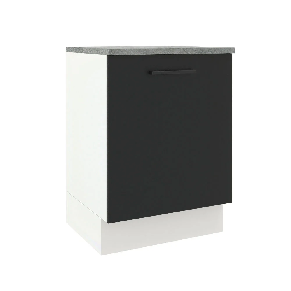Bajo Mesada Cocina 60 x 60 cm 1 Puerta (Con Mesada) Blanco/Negro Agata Madesa