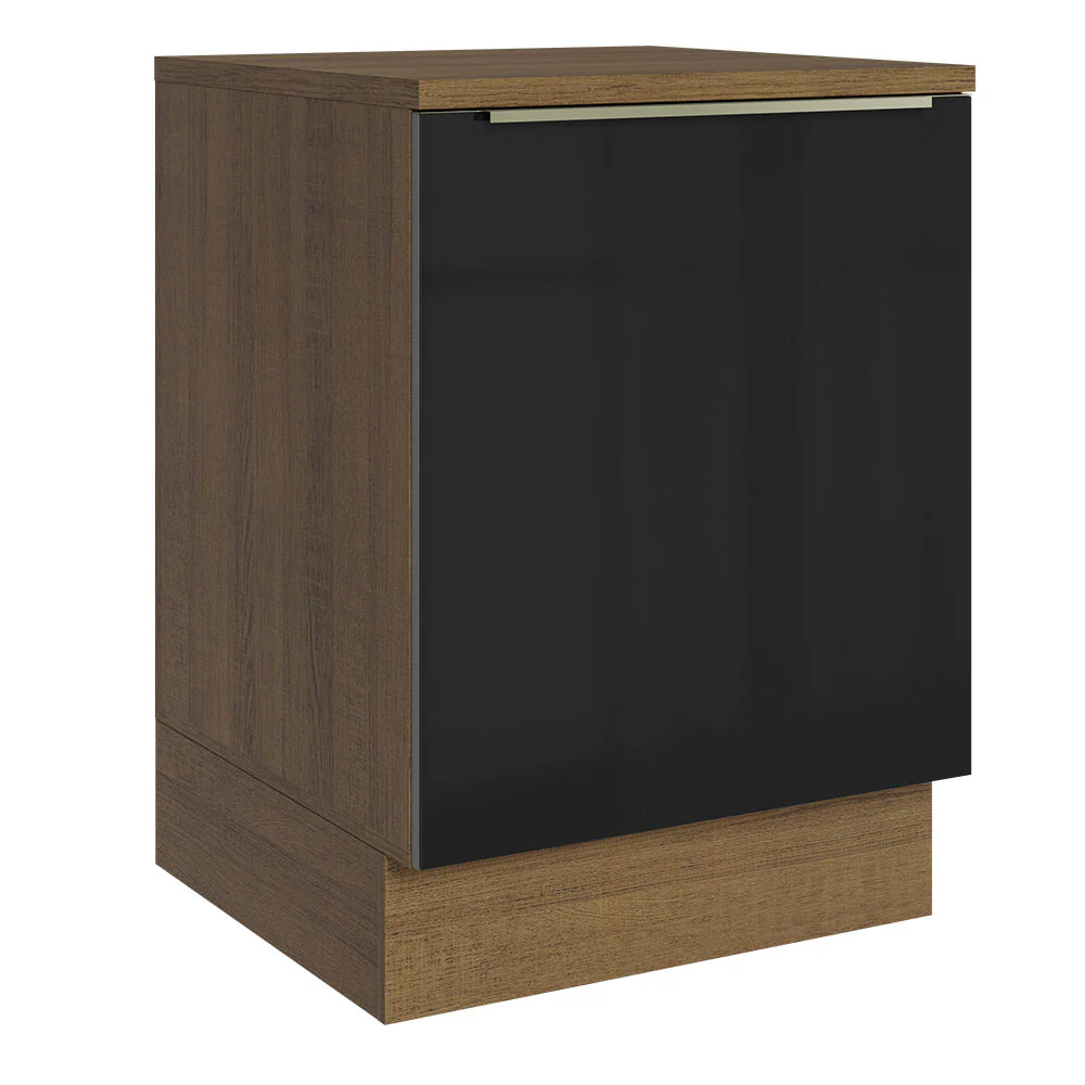 Bajo Mesada Cocina 60 x 60 cm 1 Puerta (Con Mesada) Marrón/Negro Lux Madesa
