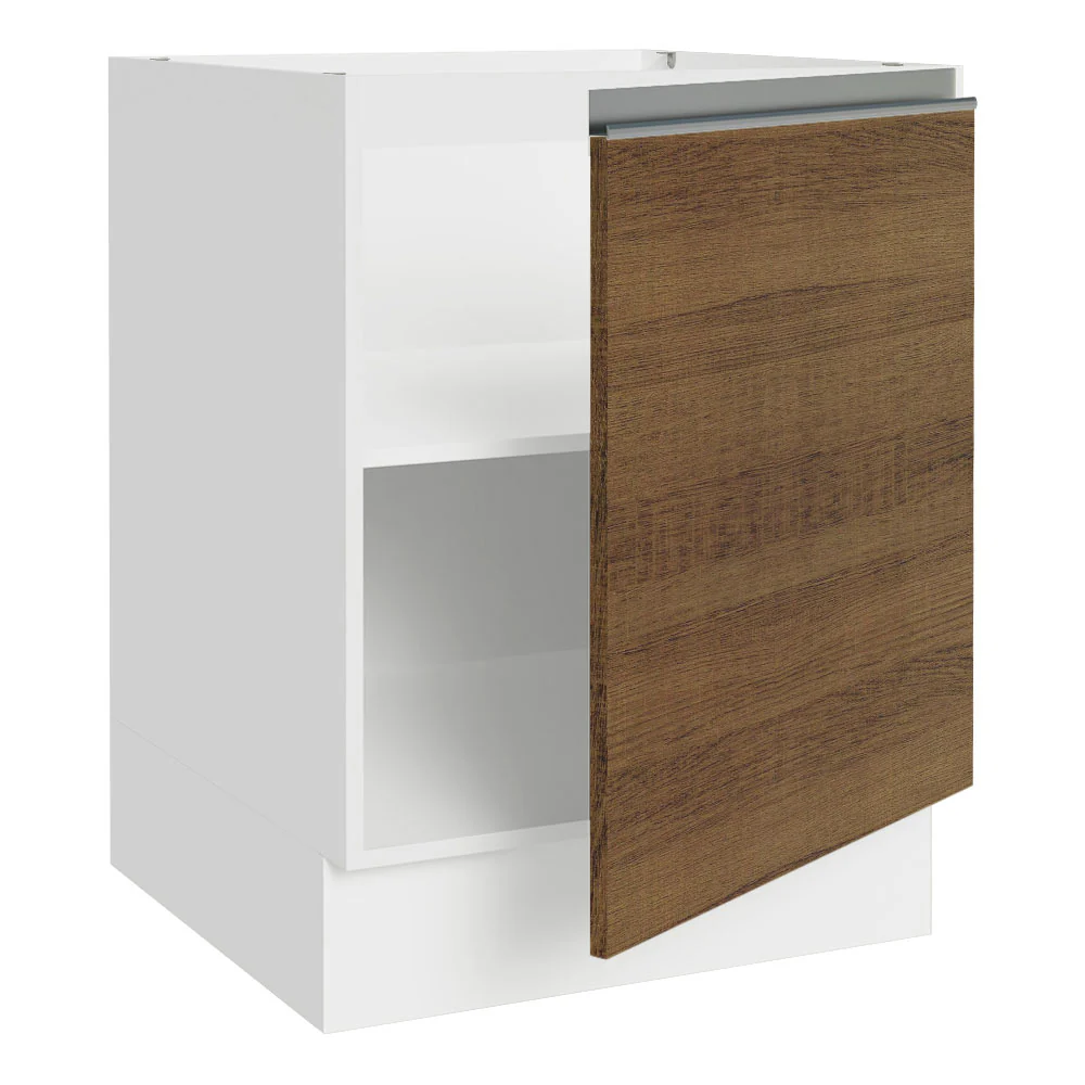 Bajo Mesada Cocina 60 x 60 cm 1 Puerta (Sin Mesada) Blanco/Marrón Glamy Madesa - Image 7