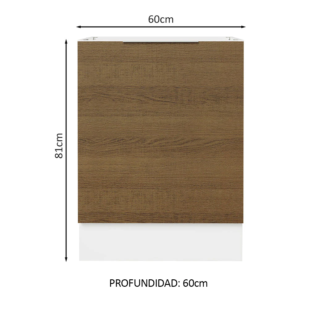 Bajo Mesada Cocina 60 x 60 cm 1 Puerta (Sin Mesada) Blanco/Marrón Stella Madesa - Image 2