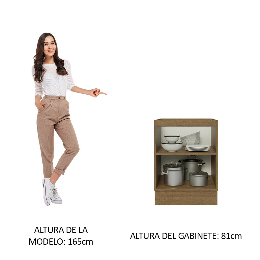 Bajo Mesada Cocina 60 x 60 cm 1 Puerta (Sin Mesada) Marrón/Blanco Glamy Madesa - Image 4