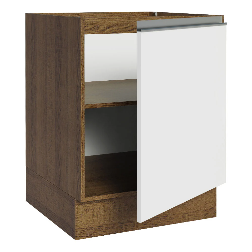 Bajo Mesada Cocina 60 x 60 cm 1 Puerta (Sin Mesada) Marrón/Blanco Glamy Madesa - Image 7