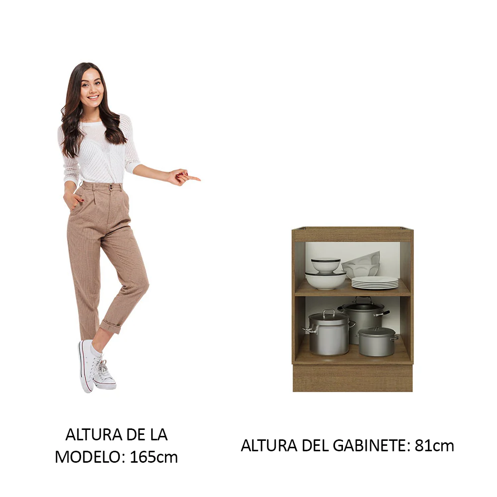 Bajo Mesada Cocina 60 x 60 cm 1 Puerta (Sin Mesada) Marrón Glamy Madesa - Image 4