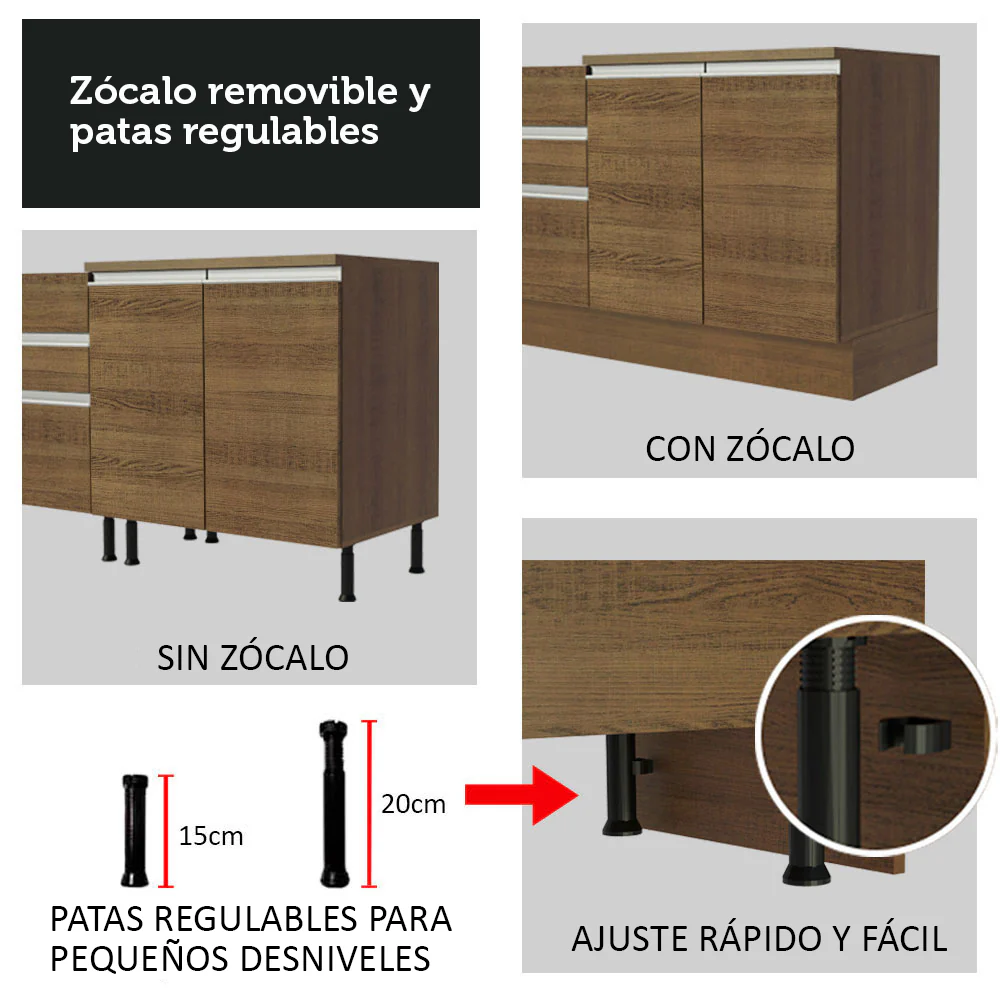 Bajo Mesada Cocina 60 x 60 cm 1 Puerta (Sin Mesada) Marrón Glamy Madesa - Image 8