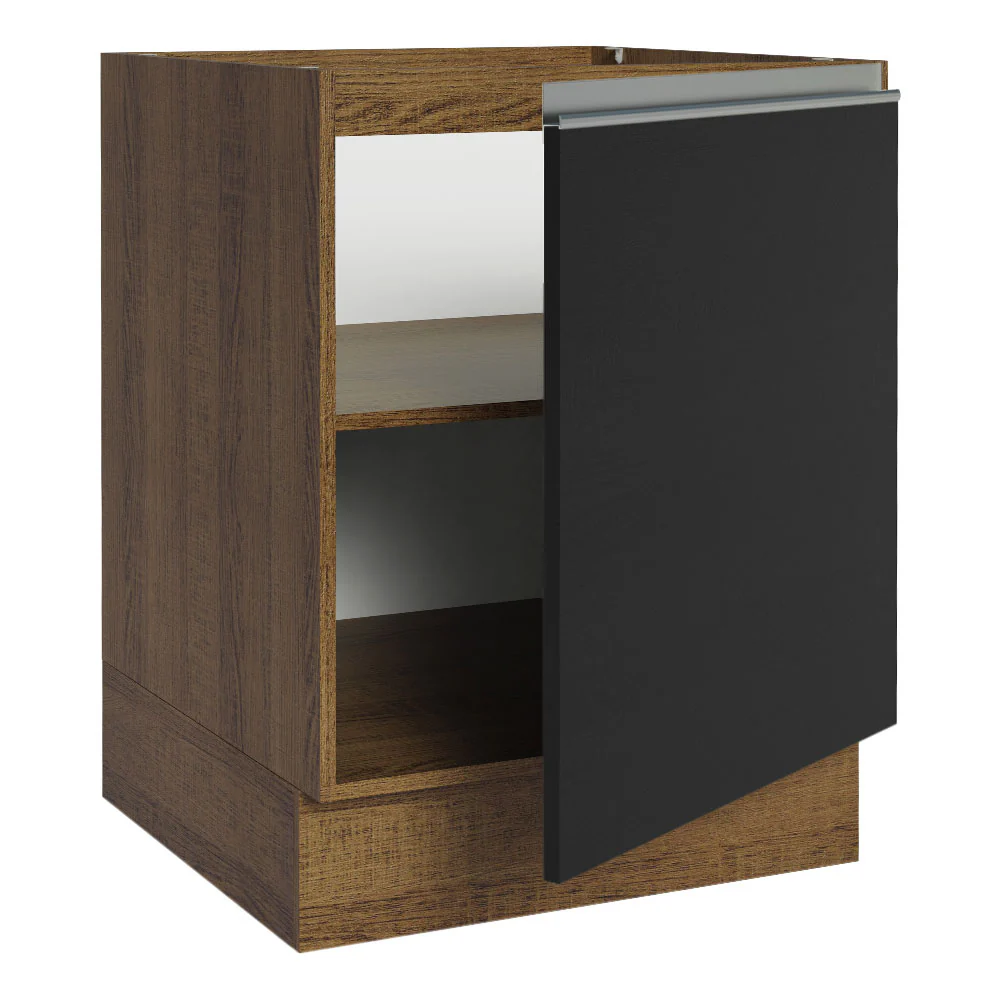 Bajo Mesada Cocina 60 x 60 cm 1 Puerta (Sin Mesada) Marrón/Negro Glamy Madesa - Image 7