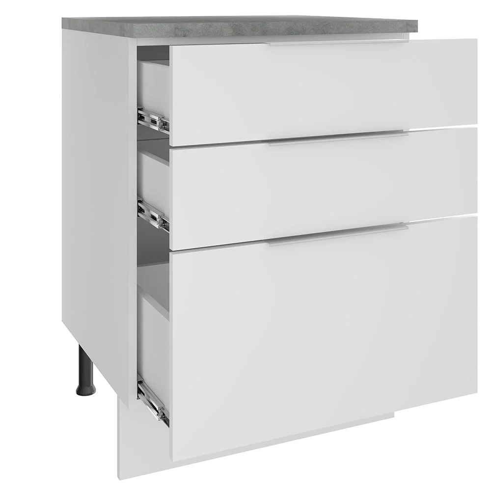 Bajo Mesada Cocina 60 x 60 cm 3 Cajones (Con Mesada) Blanco Stella Madesa - Image 6