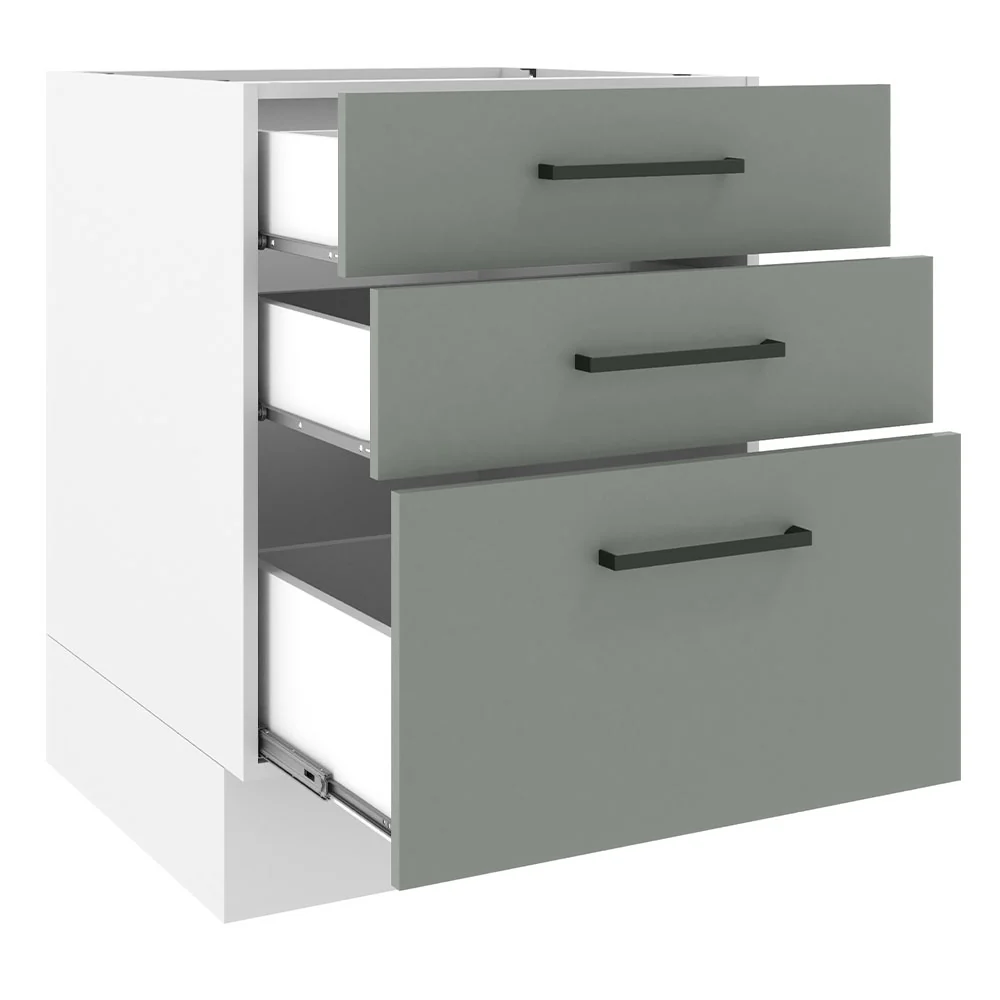 Bajo Mesada Cocina 60 x 60 cm 3 Cajones (Sin Mesada) Blanco/Gris Agata Madesa - Image 6