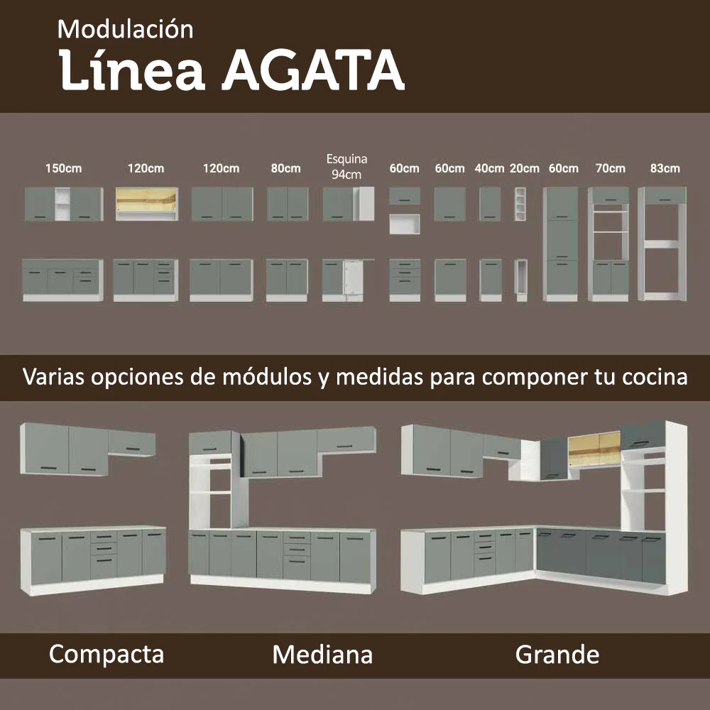 Bajo Mesada Cocina 60 x 60 cm 3 Cajones (Sin Mesada) Blanco/Gris Agata Madesa - Image 8
