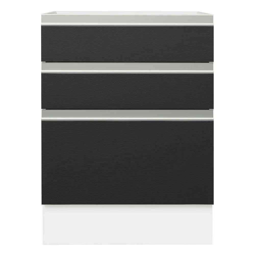 Bajo Mesada Cocina 60 x 60 cm 3 Cajones (Sin Mesada) Blanco/Negro Glamy Madesa - Image 6