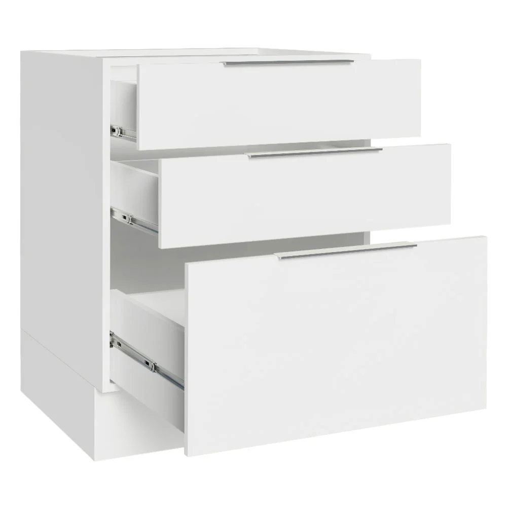 Bajo Mesada Cocina 60 x 60 cm 3 Cajones (Sin Mesada) Blanco Stella Madesa - Image 6