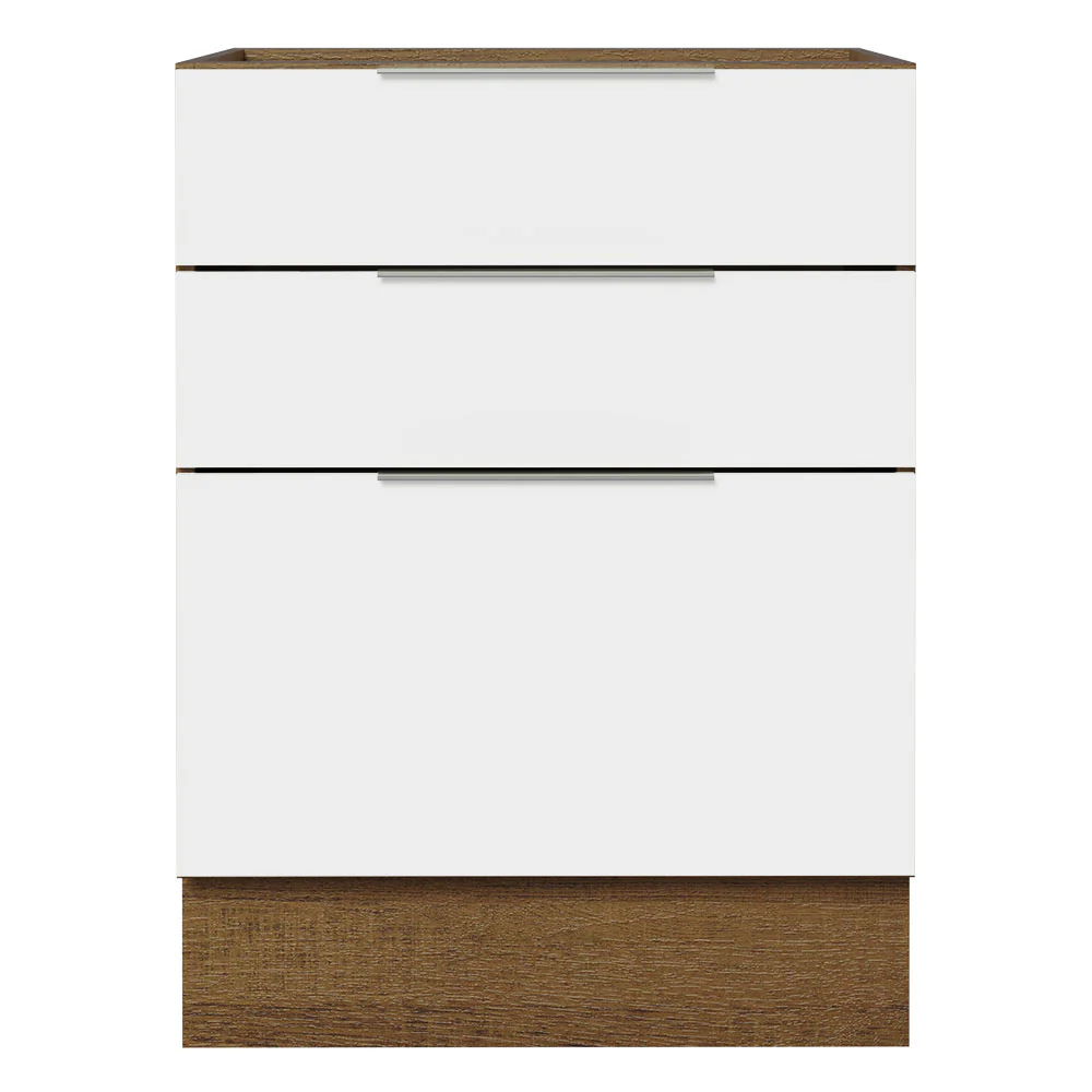 Bajo Mesada Cocina 60 x 60 cm 3 Cajones (Sin Mesada) Marrón/Blanco Stella Madesa - Image 7
