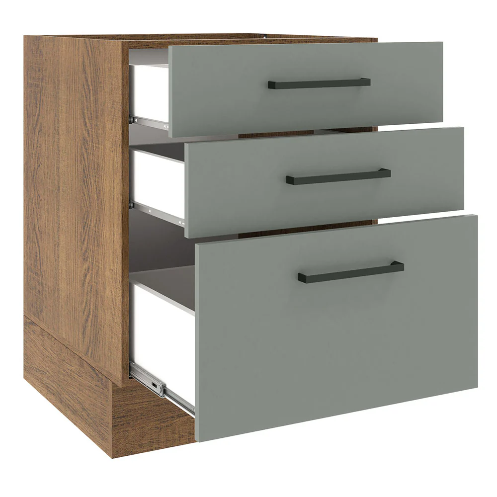 Bajo Mesada Cocina 60 x 60 cm 3 Cajones (Sin Mesada) Marrón/Gris Agata Madesa - Image 6