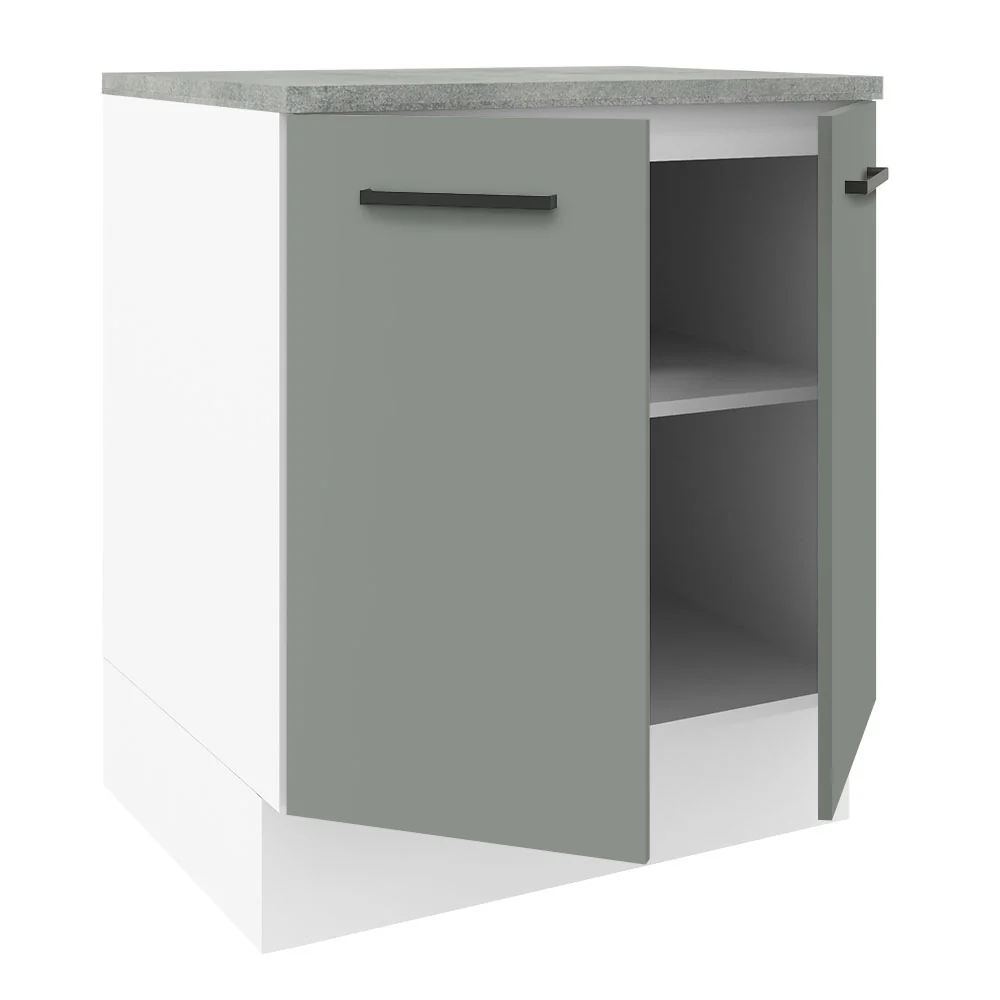 Bajo Mesada Cocina 70 x 60 cm 2 Puertas (Con Mesada) Blanco/Gris Agata Madesa - Image 5