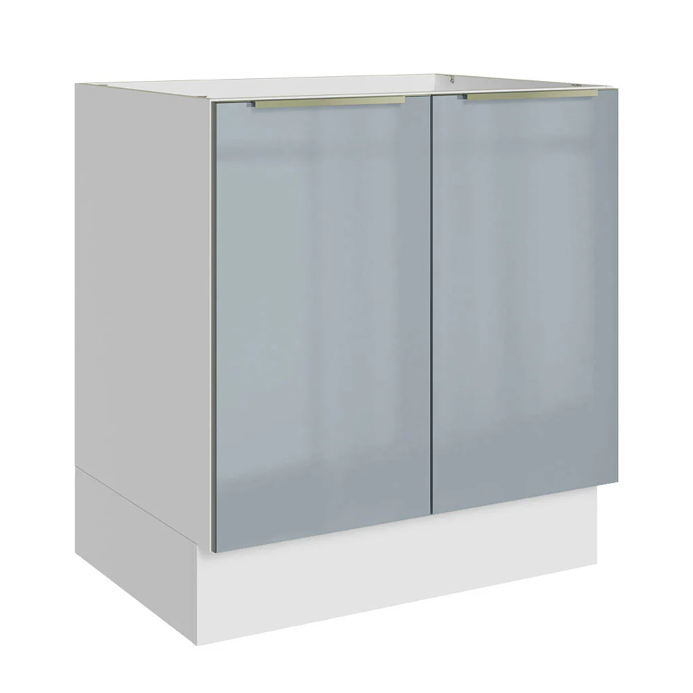 Bajo Mesada Cocina 70 x 60 cm 2 Puertas (Sin Mesada) Blanco/Gris Lux Madesa