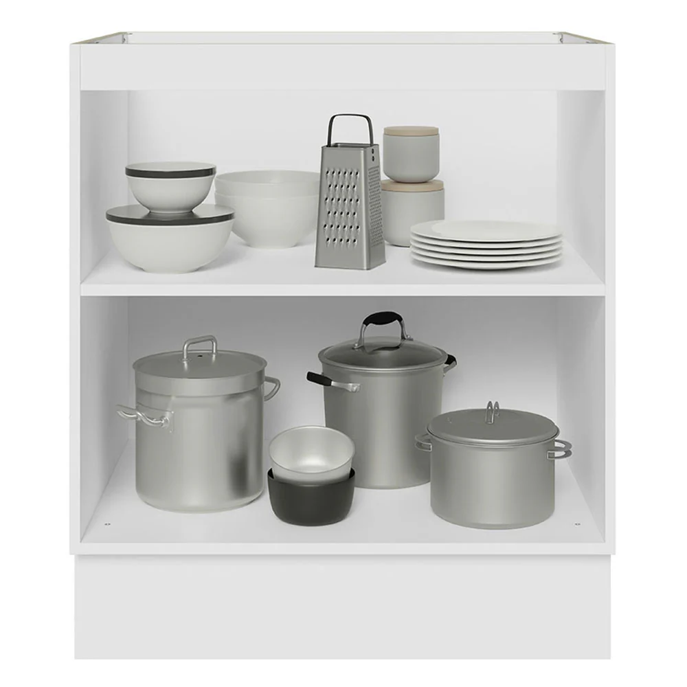 Bajo Mesada Cocina 70 x 60 cm 2 Puertas (Sin Mesada) Blanco/Marrón Glamy Madesa - Image 6