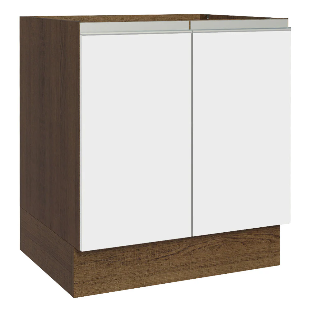 Bajo Mesada Cocina 70 x 60 cm 2 Puertas (Sin Mesada) Marrón/Blanco Glamy Madesa