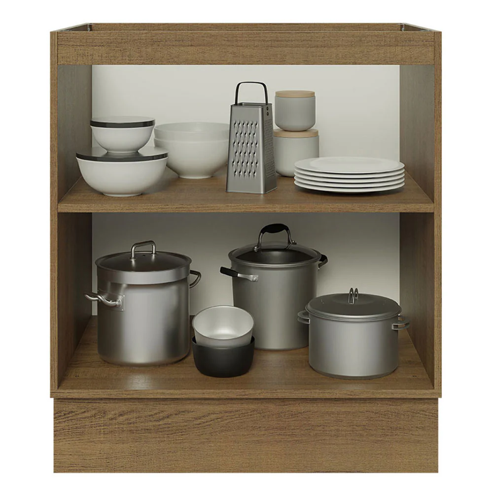 Bajo Mesada Cocina 70 x 60 cm 2 Puertas (Sin Mesada) Marrón/Blanco Glamy Madesa - Image 6