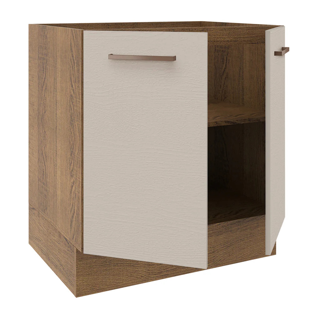 Bajo Mesada Cocina 70 x 60 cm 2 Puertas (Sin Mesada) Marrón/Crema Agata Madesa - Image 6