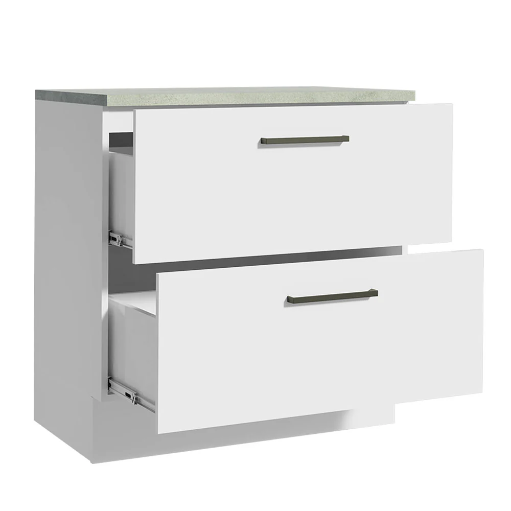 Bajo Mesada Cocina 80 x 60 cm 2 Cajones (Con Mesada) Blanco Agata Madesa - Image 6