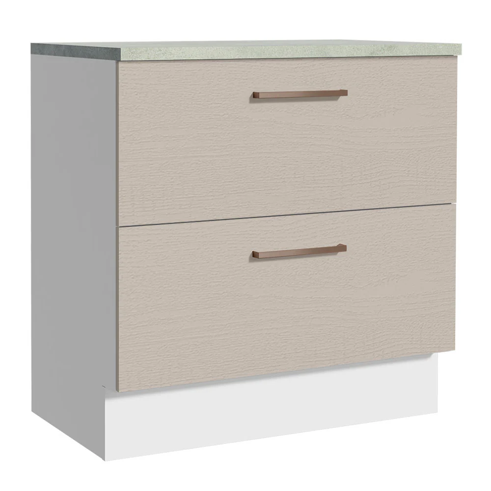 Bajo Mesada Cocina 80 x 60 cm 2 Cajones (Con Mesada) Blanco/Crema Agata Madesa