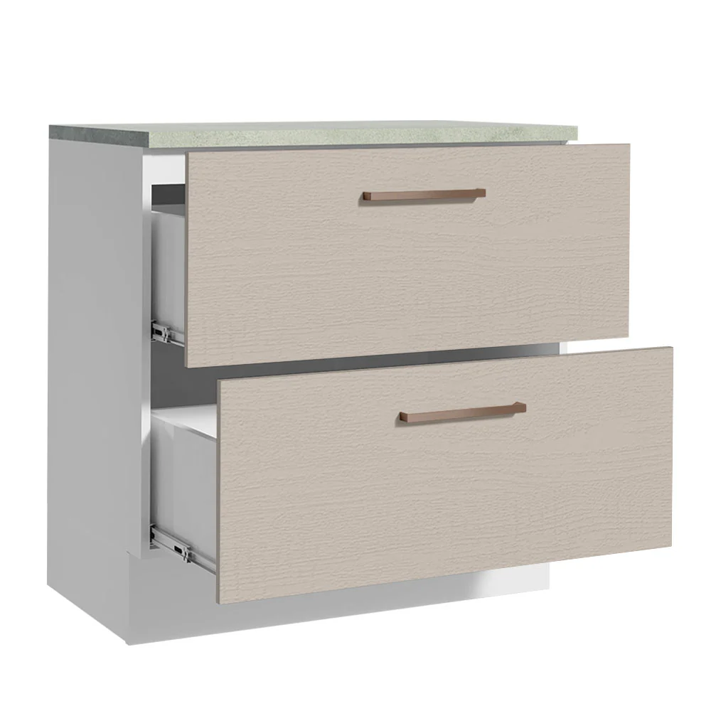 Bajo Mesada Cocina 80 x 60 cm 2 Cajones (Con Mesada) Blanco/Crema Agata Madesa - Image 6