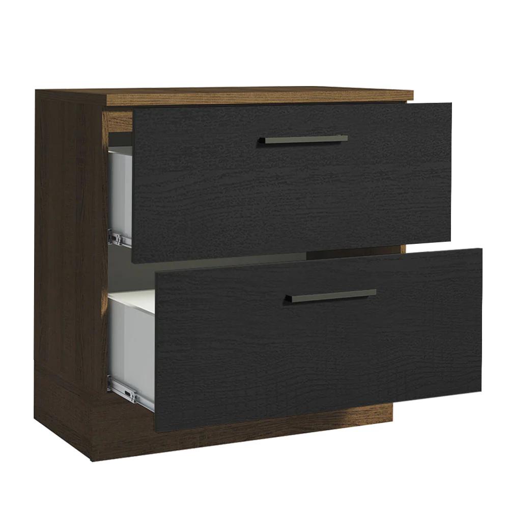Bajo Mesada Cocina 80 x 60 cm 2 Cajones (Con Mesada) Marrón/Negro Agata Madesa - Image 6