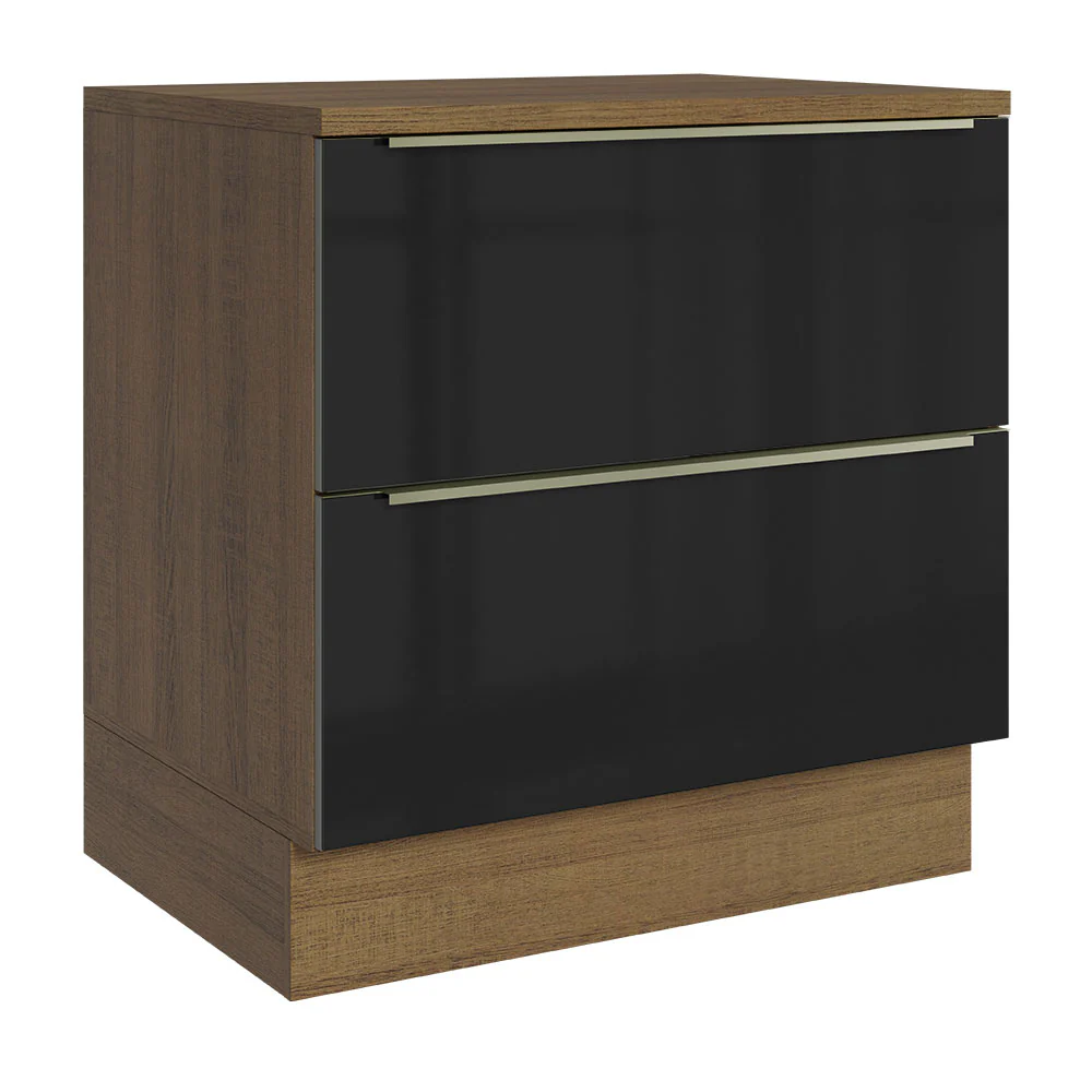 Bajo Mesada Cocina 80 x 60 cm 2 Cajones (Con Mesada) Marrón/Negro Lux Madesa