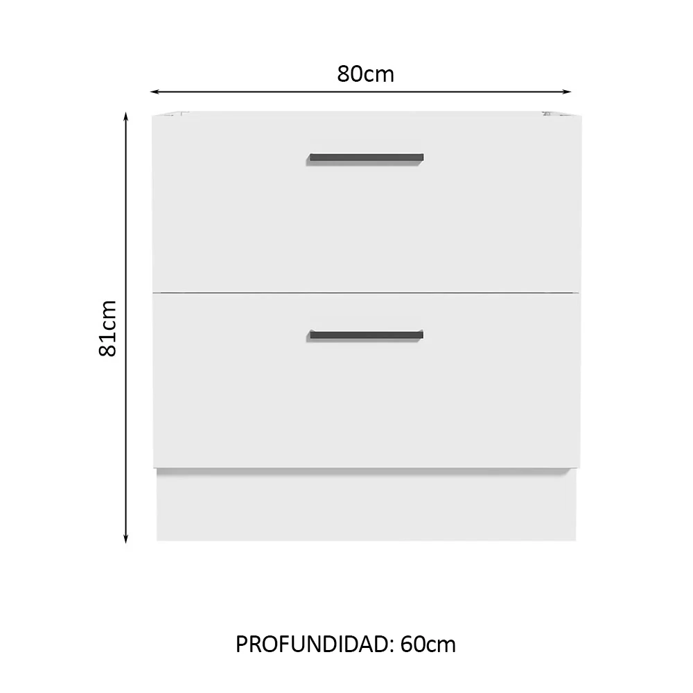 Bajo Mesada Cocina 80 x 60 cm 2 Cajones (Sin Mesada) Blanco Agata Madesa - Image 2