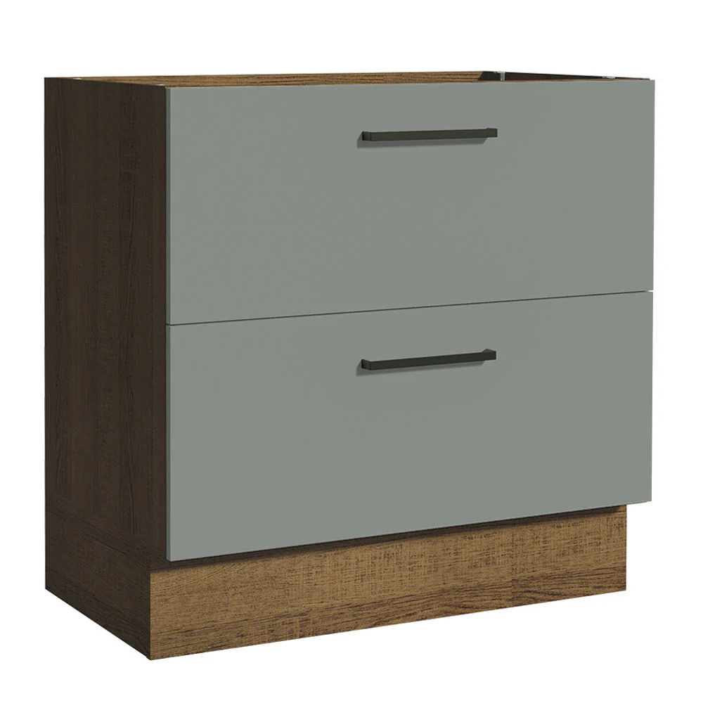 Bajo Mesada Cocina 80 x 60 cm 2 Cajones (Sin Mesada) Marrón/Gris Agata Madesa
