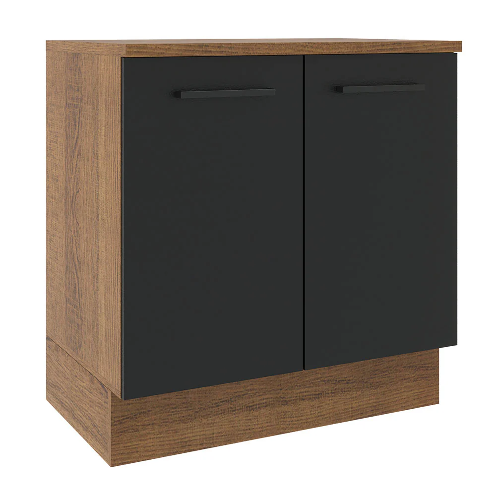 Bajo Mesada Cocina 80 x 60 cm 2 Puertas (Con Mesada) Marrón/Negro Agata Madesa