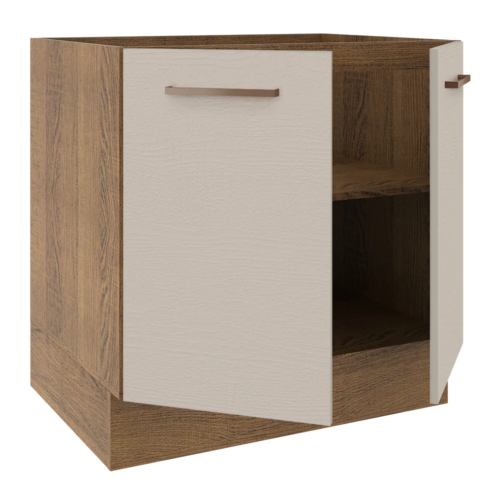 Bajo Mesada Cocina 80 x 60 cm 2 Puertas (Sin Mesada) Marrón/Crema Agata Madesa - Image 6