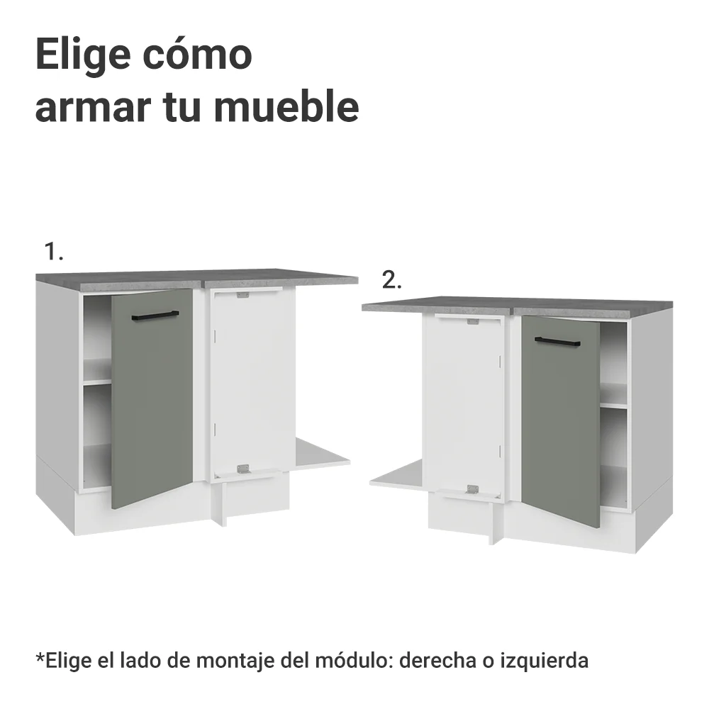 Bajo Mesada Cocina Esquinera 1 Puerta 60 cm Profundidad (Con Mesada) Blanco/Gris Agata Madesa - Image 7