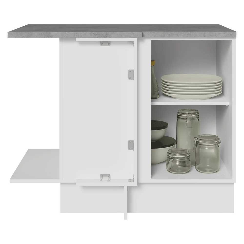 Bajo Mesada Cocina Esquinera 1 Puerta 60 cm Profundidad (Con Mesada) Blanco/Marrón Stella Madesa - Image 5