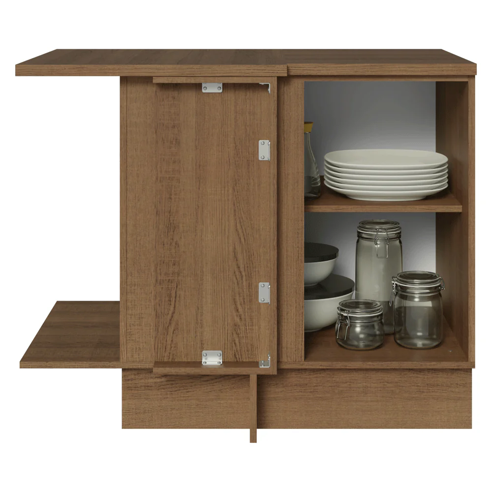 Bajo Mesada Cocina Esquinera 1 Puerta 60 cm Profundidad (Con Mesada) Marrón/Blanco Stella Madesa - Image 5