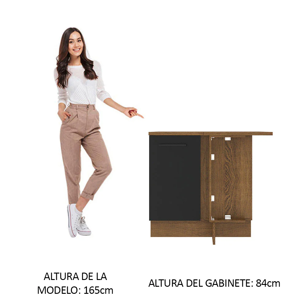 Bajo Mesada Cocina Esquinera 1 Puerta 60 cm Profundidad (Con Mesada) Marrón/Negro Agata Madesa - Image 6
