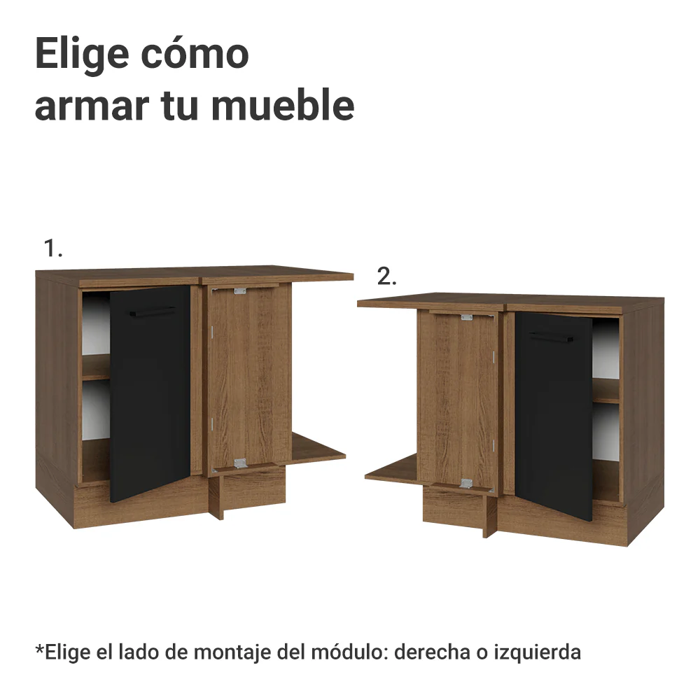 Bajo Mesada Cocina Esquinera 1 Puerta 60 cm Profundidad (Con Mesada) Marrón/Negro Agata Madesa - Image 7