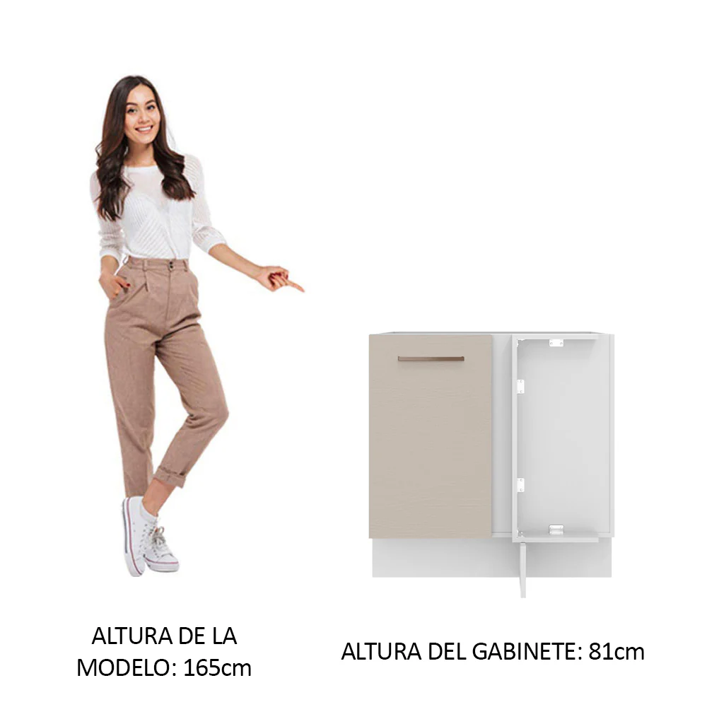Bajo Mesada Cocina Esquinera 1 Puerta 60 cm Profundidad (Sin Mesada) Blanco/Crema Agata Madesa - Image 3