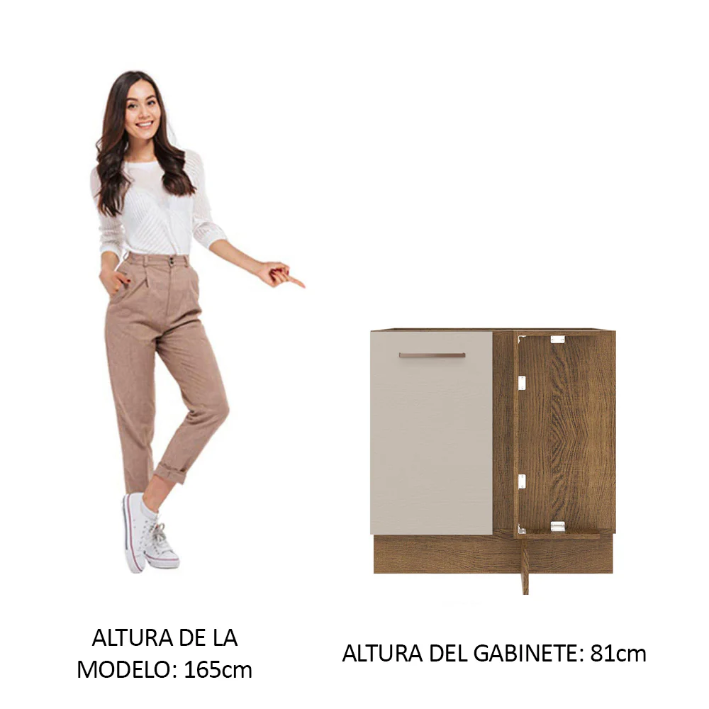 Bajo Mesada Cocina Esquinera 1 Puerta 60 cm Profundidad (Sin Mesada) Marrón/Crema Agata Madesa - Image 3