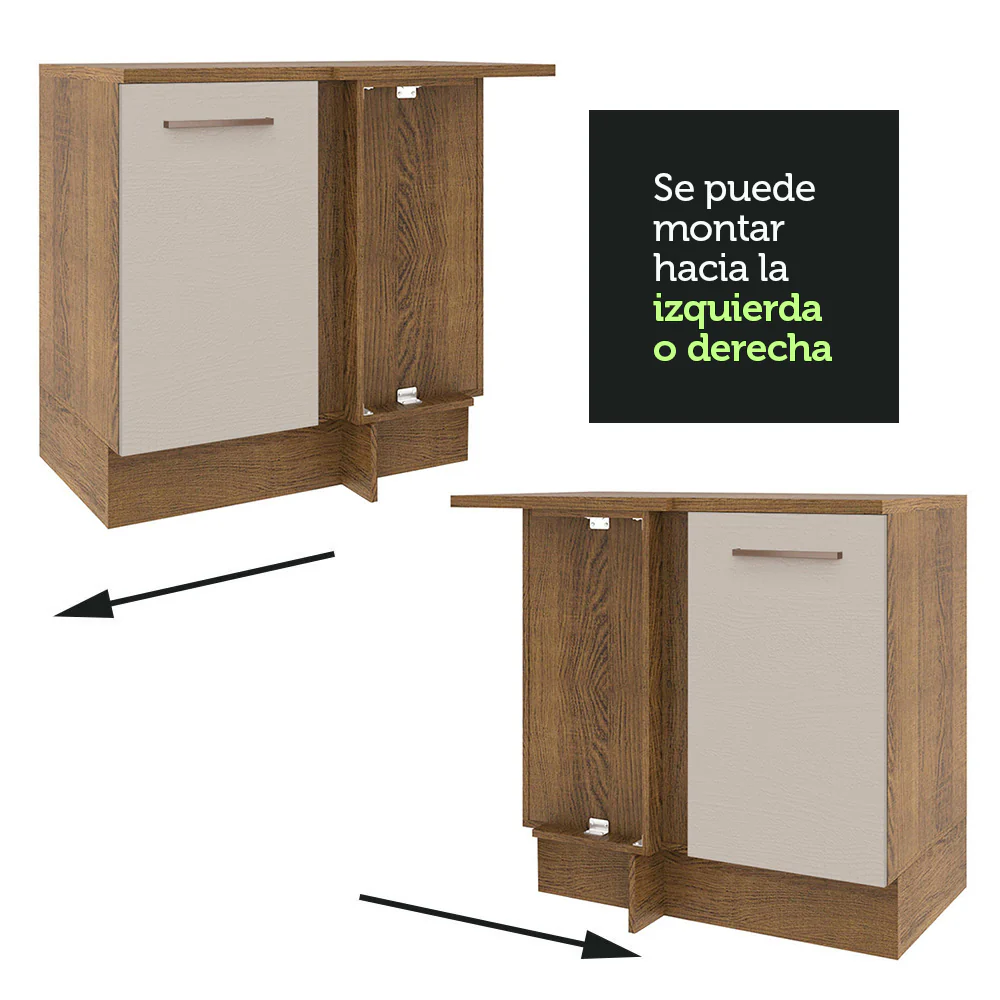 Bajo Mesada Cocina Esquinera 1 Puerta 60 cm Profundidad (Sin Mesada) Marrón/Crema Agata Madesa - Image 5