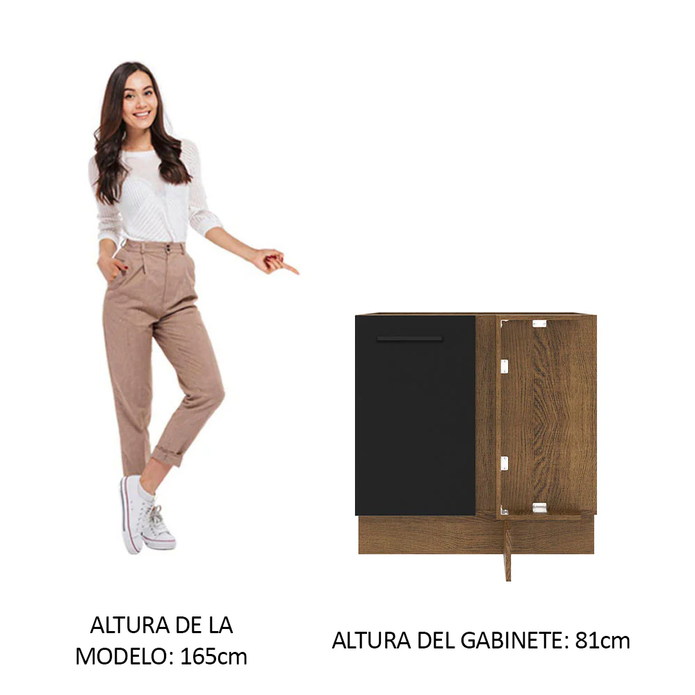 Bajo Mesada Cocina Esquinera 1 Puerta 60 cm Profundidad (Sin Mesada) Marrón/Negro Agata Madesa - Image 3