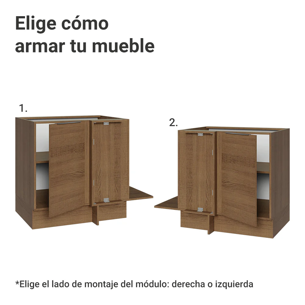 Bajo Mesada Cocina Esquinera 1 Puerta 60 cm Profundidad (Sin Mesada) Marrón Stella Madesa - Image 4