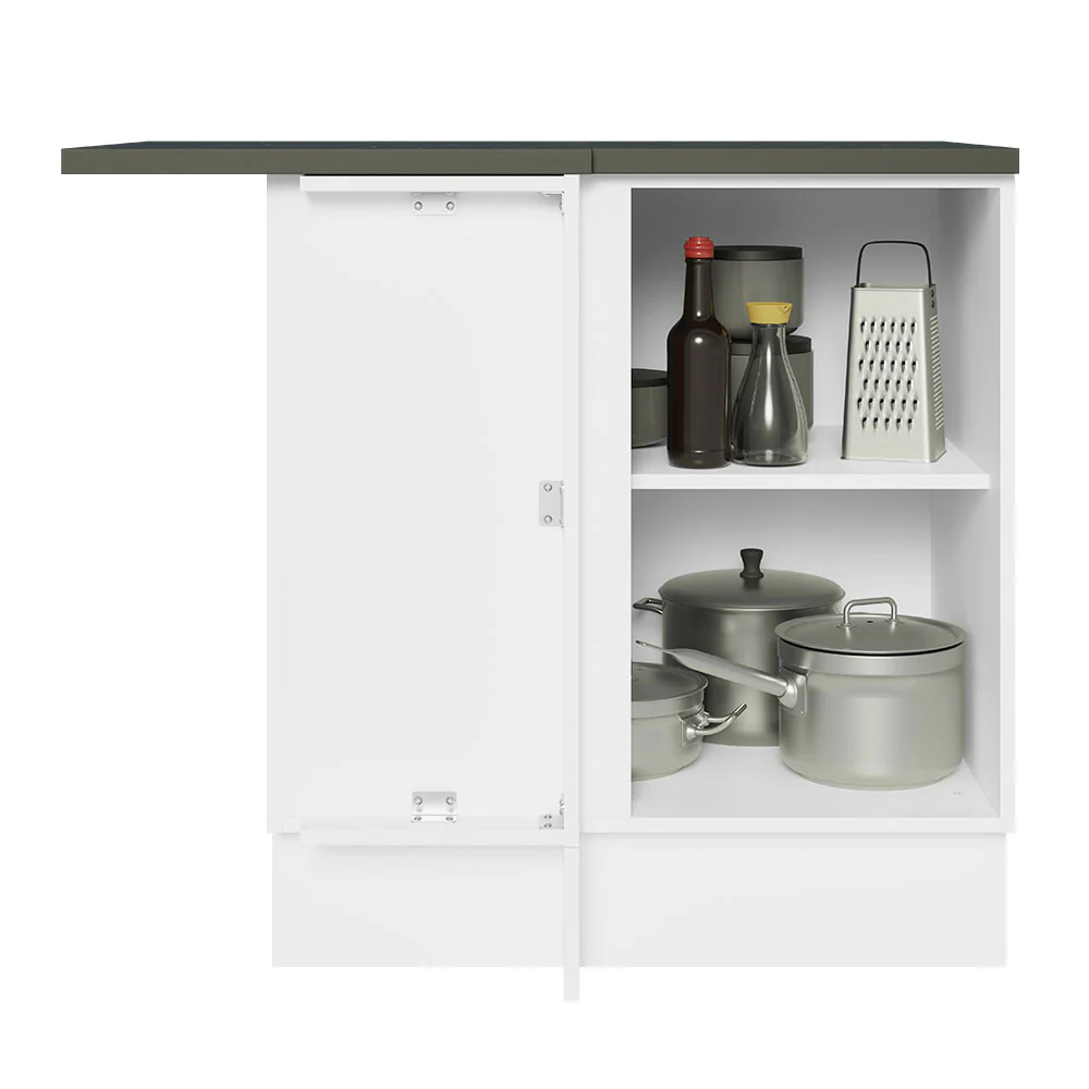 Bajo Mesada Cocina Esquinera 100% MDF 1 Puerta Blanco Brillante Acordes Madesa - Image 6