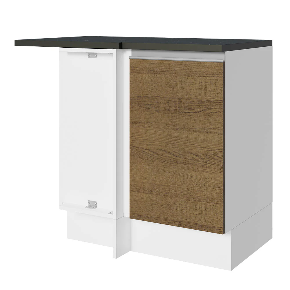Bajo Mesada Cocina Esquinera 100% MDF 1 Puerta Blanco/Marrón Acordes Madesa