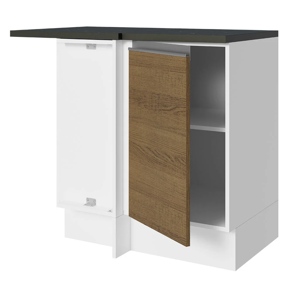 Bajo Mesada Cocina Esquinera 100% MDF 1 Puerta Blanco/Marrón Acordes Madesa - Image 5