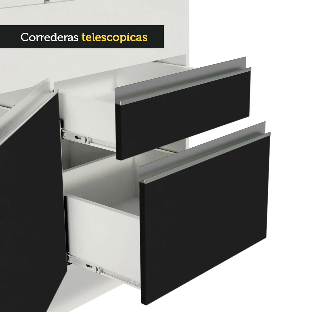 Bajo Mesada Cocina Madesa Glamy 150 cm 2 Puertas Blanco/Negro - Image 7