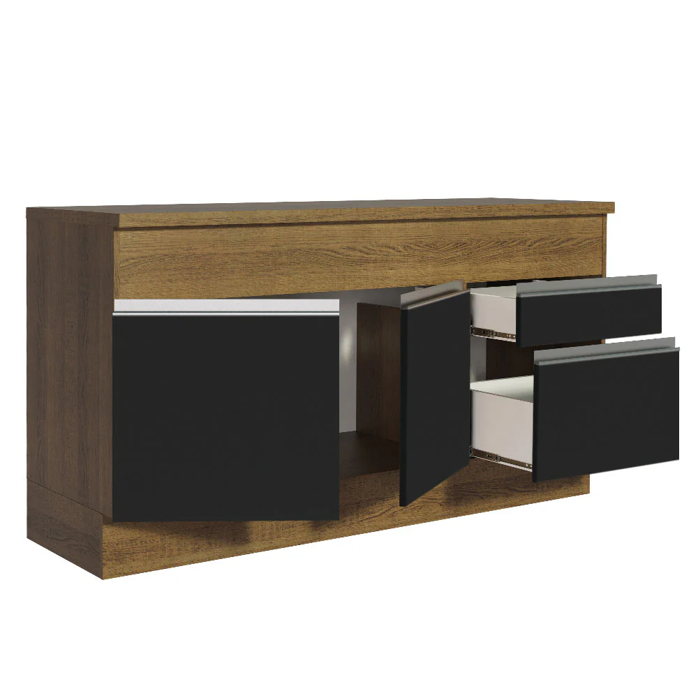 Bajo Mesada Cocina Madesa Glamy 150cm 2 Puertas con Tapa Marrón/Negro - Image 5