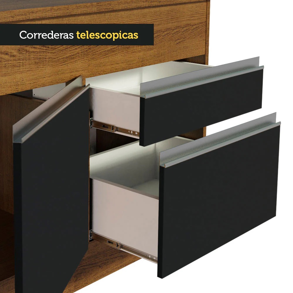 Bajo Mesada Cocina Madesa Glamy 150cm 2 Puertas con Tapa Marrón/Negro - Image 7